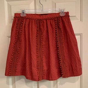 J CREW SWISS DOT RED POM POM COTTON MINI SKIRT